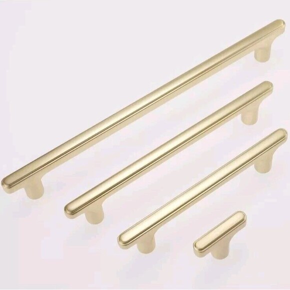 POVEFONK 10 Pack 5 inch128mm Brushed Brass Kitchen Cabinet Handles Cabinet Pulls - Picture 6 of 11